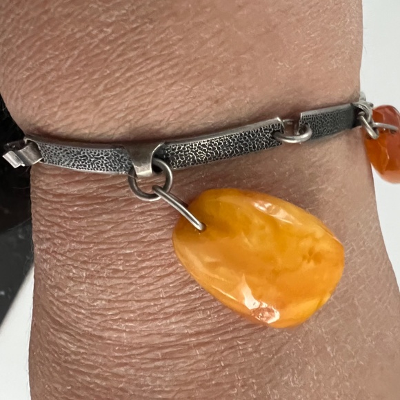 Vintage Baltic Amber 875 Silver Bracelet 60's USSR - Picture 8 of 9